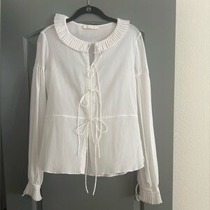 Chloe Optic White Sheer Blouse With Ties